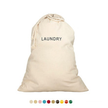 Custom print Logo Hotel Travel Strong 100% Organic Biodegradable Drawstring Washing Cotton Canvas Eco Laundry Bag